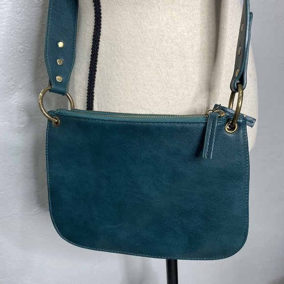 Anthropologie Teal Green Crossbody Bag With Gold Studs - Picture 4 of 14